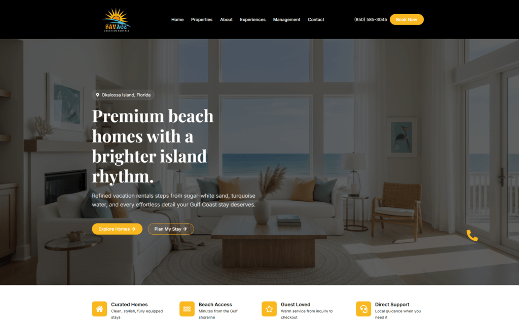 Savage Vacation Rentals – Custom WordPress Vacation Rental Website